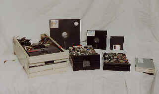 A range of floppy drives and disks up to the present.